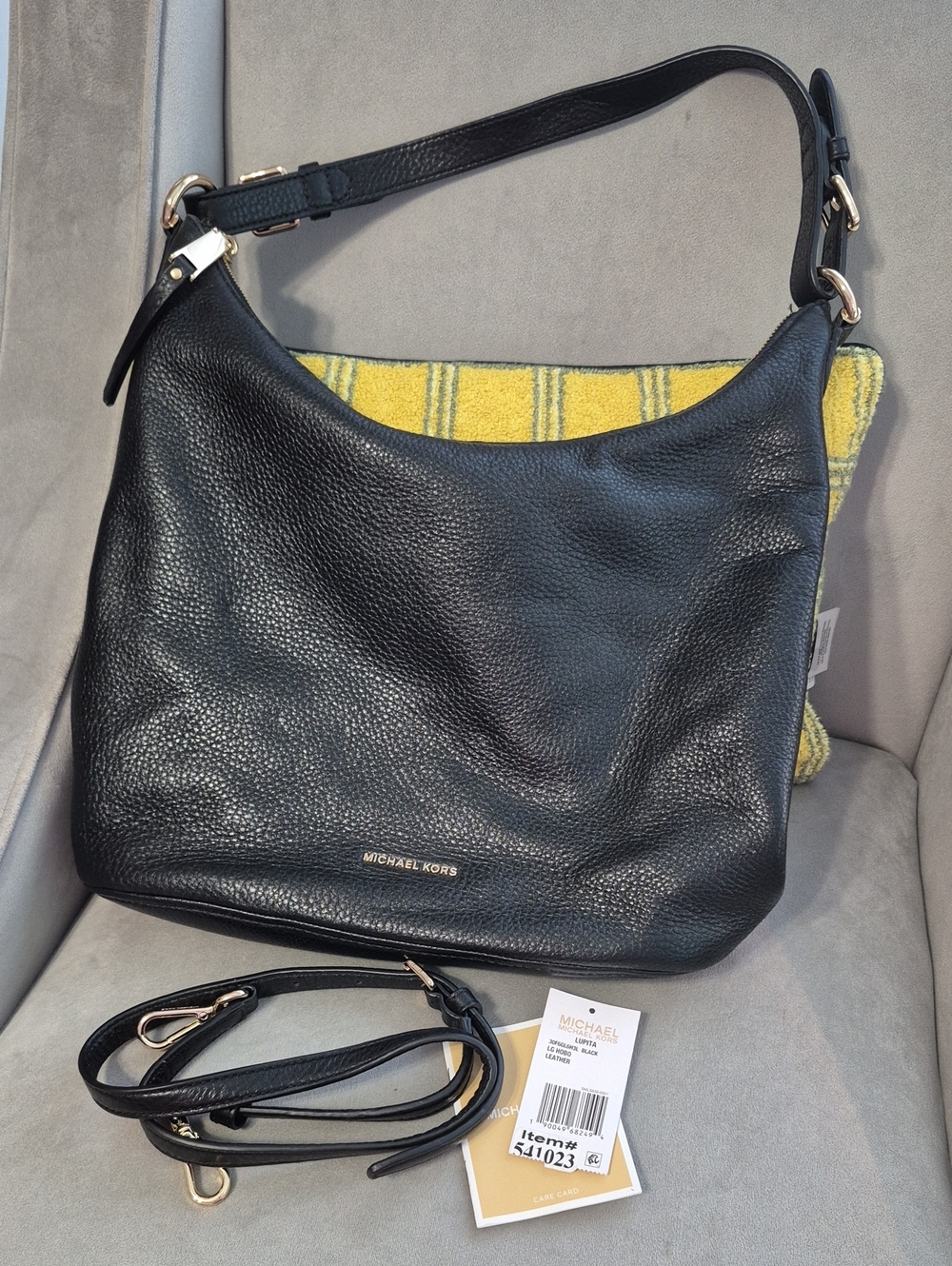 MICHAEL KORS Lupita Black Leather Hobo Bag
